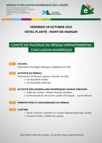 Programme du Copil 2022 du réseau d'inclusion numérique des Landes